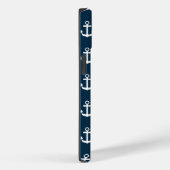 Nautical Anchor Marine Navy Blue Pattern Monogram Case-Mate iPhone Case (Achterkant / Rechts)