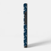 Nautical Anchor Marine Navy Blue Pattern Monogram iPhone Hoesje (Linkerkant)