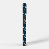 Nautical Anchor Marine Navy Blue Pattern Monogram iPhone Hoesje (Rechterkant)