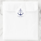 Nautical anchor marine white custom monogram & nam ronde sticker (Tas)