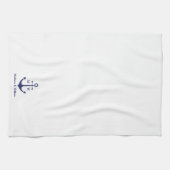 Nautical anchor marine white custom monogram & nam theedoek (Horizontaal)