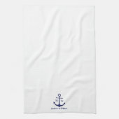 Nautical anchor marine white custom monogram & nam theedoek (Verticaal)