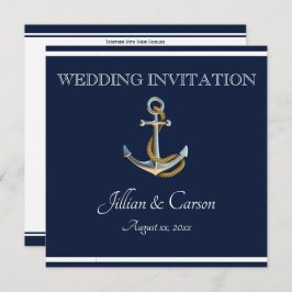 Nautical Anchor - marine & White Wedding Kaart