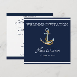 Nautical Anchor - marine & White Wedding Kaart