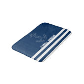 Nautical Anchor, marineblauw Stripes Sailor Badmat (Gekanteld)