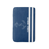 Nautical Anchor, marineblauw Stripes Sailor Badmat (Voorkant Verticaal)