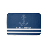 Nautical Anchor, marineblauw Stripes Sailor Badmat (Voorkant)