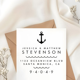 Nautical Anchor Married Couple Return Address Zelfinktende Stempel