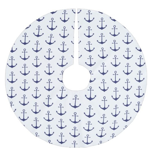 Nautical anchor marvy blauw wit patroon Kerstmis Kerstboom Rok (Voorkant)