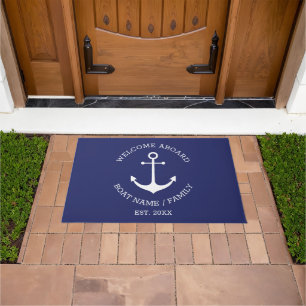 Nautical anchor marvy blue custom Welkom aan boord Deurmat