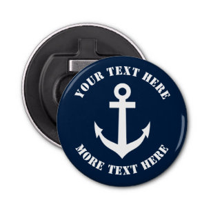 Nautical anchor marvy blue magnetisch bierflesje button flesopener