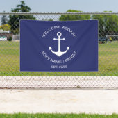 Nautical anchor marvy blue Welcome Aboard Custom Spandoek (Insitu)