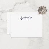 Nautical anchor marvy blue white custom notitiekaartje (Voorkant / Achterkant in situ)