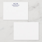 Nautical anchor marvy blue white koppon monogram notitiekaartje (Voorkant / Achterkant)