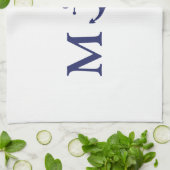 Nautical anchor marvy blue white koppon monogram theedoek (Gevouwen)