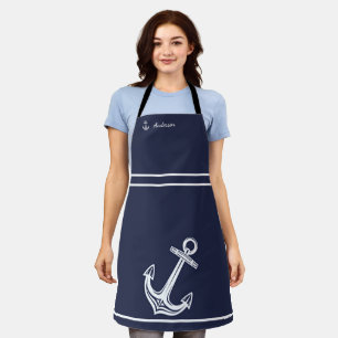 Nautical anchor marvy blue white monogram name ap schort