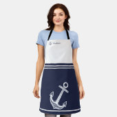 Nautical anchor marvy blue white monogram name schort (Gedragen)
