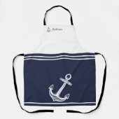 Nautical anchor marvy blue white monogram name schort (Voorkant)
