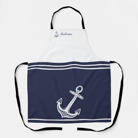 Nautical anchor marvy blue white monogram name schort (Voorkant)
