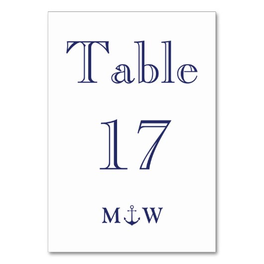 Nautical anchor marvy blue white monogram Weddensc Kaart (Voorkant)