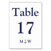 Nautical anchor marvy blue white monogram Weddensc Kaart (Achterkant)