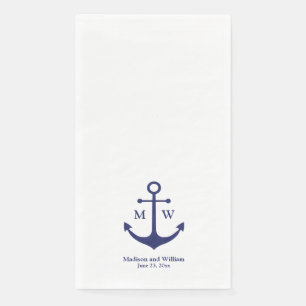 Nautical anchor marvy blue white monogram Weddensc Servet