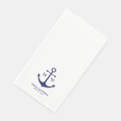 Nautical anchor marvy blue white monogram Weddensc Servet (Hoek)