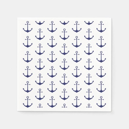 Nautical anchor marvy blue white patroon kustkust servet (Voorkant)