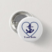 Nautical Anchor met Rope Heart Wedding Team Bride Ronde Button 3,2 Cm (Voorkant /achterkant)