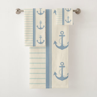 Nautical Anchor Modern Abstract Stripe Bad Handdoek