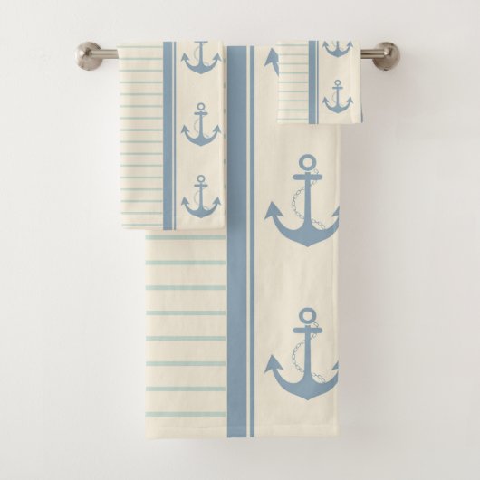Nautical Anchor Modern Abstract Stripe Bad Handdoek (Insitu)