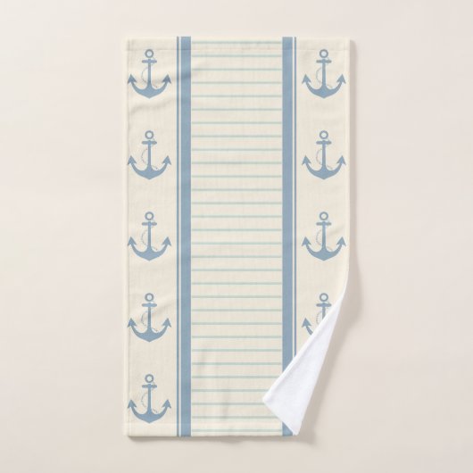 Nautical Anchor Modern Abstract Stripe Bad Handdoek (Handdoek)