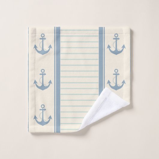 Nautical Anchor Modern Abstract Stripe Bad Handdoek (Wasdoekje)