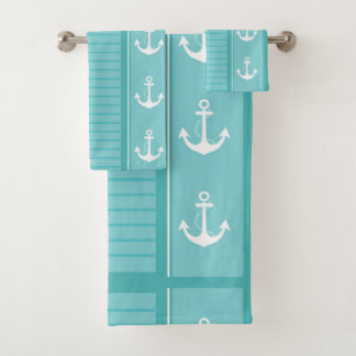 Nautical Anchor Modern Abstract Stripe Bad Handdoek