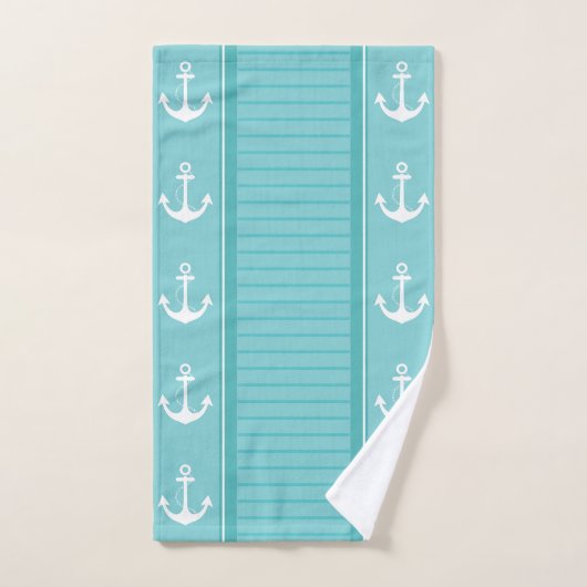 Nautical Anchor Modern Abstract Stripe Bad Handdoek (Handdoek)