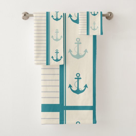 Nautical Anchor Modern Abstract Stripe Bad Handdoek (Insitu)