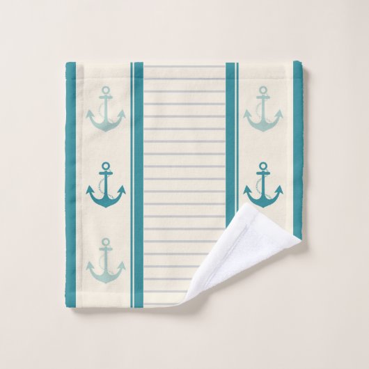 Nautical Anchor Modern Abstract Stripe Bad Handdoek (Wasdoekje)