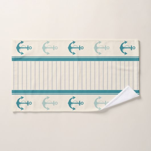 Nautical Anchor Modern Abstract Stripe Bad Handdoek (Handdoek)