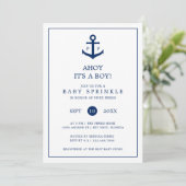 Nautical Anchor Monogram Boy Sprinkle Kaart (Staand voorkant)