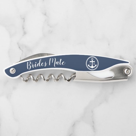 Nautical Anchor Monogram Brides Mate Bridesmaid Wa Kurkentrekker (Achterkant)