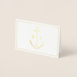 Nautical Anchor Monogram Dank je Kaart