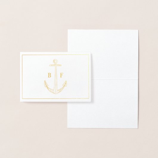 Nautical Anchor Monogram Dank je Kaart (Display)