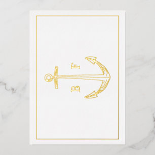 Nautical Anchor Monogram Dank je Kaart Gold