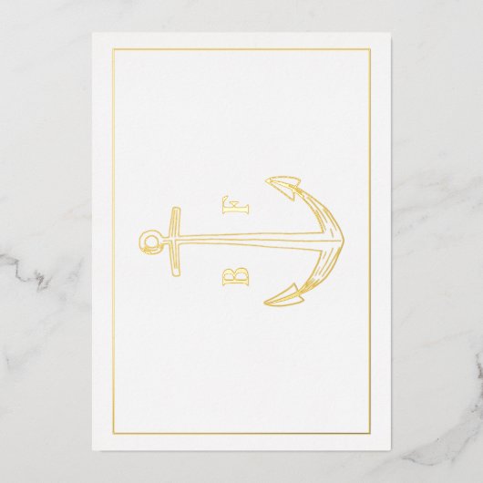 Nautical Anchor Monogram Dank je Kaart Gold (Voorkant)