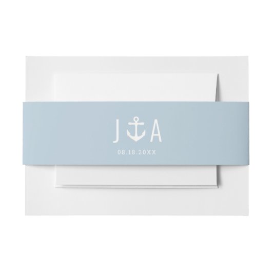 Nautical Anchor Monogram for New England Wedding Uitnodigingen Wikkel (Voorkant Voorbeeld)