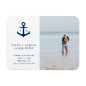 Nautical Anchor Monogram Foto Save the Date Magneet (Horizontaal)