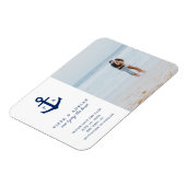 Nautical Anchor Monogram Foto Save the Date Magneet (Linkerzijde)