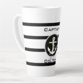 Nautical Anchor Monogram Latte Mok (Linkerhoek)