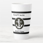 Nautical Anchor Monogram Latte Mok (Voorkant)