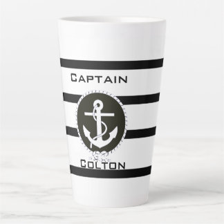 Nautical Anchor Monogram Latte Mok